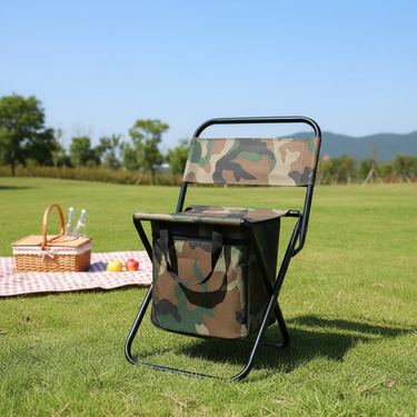 Foldable Camping Chair with Backrest - Durable Oxford Fabric, X-Shaped Legs