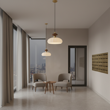 Ceres Pendant Light - Elegant Organic Glass Shade & Wood Accent for Kitchen Island Lighting Pendant Lights