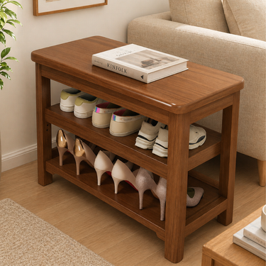 Elegant Solid Wood Shoe Storage Bench for Entryway or Hallway Benches
