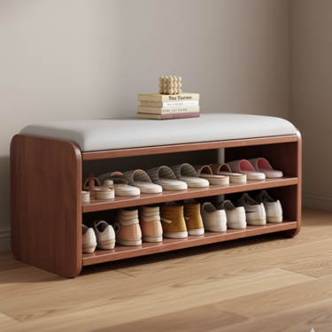 Modern Minimalist Shoe Rack Bench with Two-Tier Shoe Storage for Entryway Benches