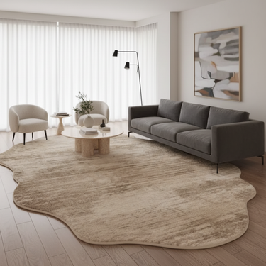 Zenvira Luxury Area Rug | Plush Irregular Shape for Living Room or Bedroom Rugs