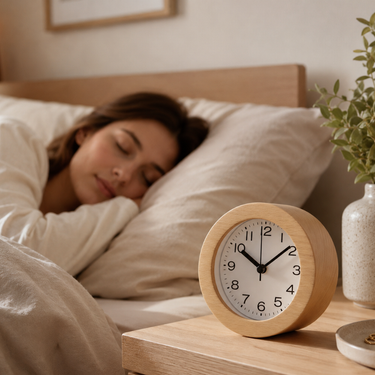Elegant Wooden Analog Alarm Clock with Silent Quartz Movement