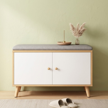 Scandinavian Solid Wood Shoe Storage Cabinet - 2-Tier Organizer Shoe Cabinets