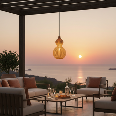 Coastal Handwoven Rattan Outdoor Pendant Light Fixture - IP65 Waterproof