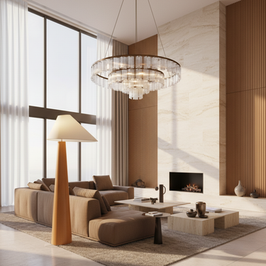Alvin Modern Floor Lamp - Stylish Wooden Standing Lamp with Asymmetrical Shade Floor Lamps