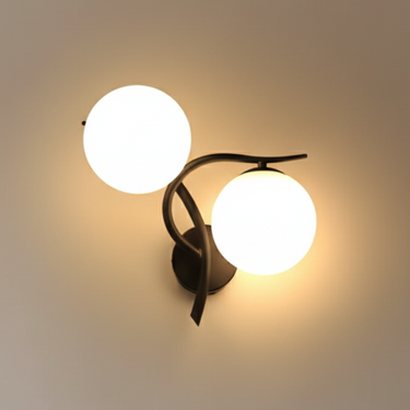 Modern Iron Wall Sconce Lighting with Dual Glass Ball Accent for Bedrooms & Corridors Lighting