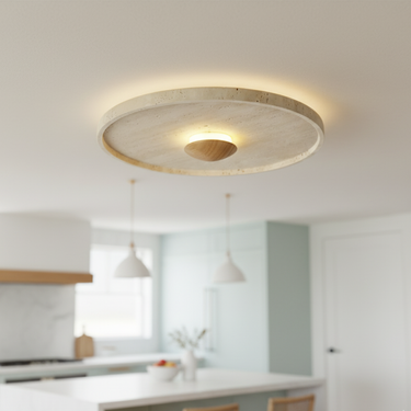 TerraGlow | Elegant Natural Travertine Flush Mount Ceiling Light Ceiling Lights