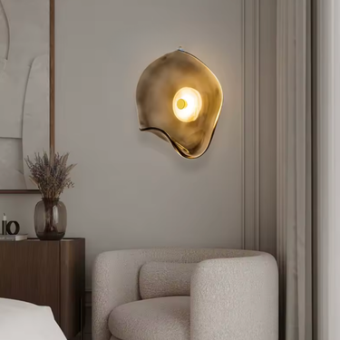Curved Glass Wall Light Sconce - Japandi Style LED Wall Sconces for Modern Interiors Wall Lighting