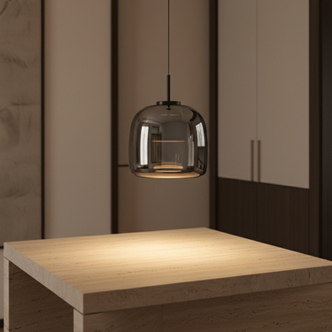 Elegant Glass Pendant Light with Smoked Glass Lampshade for Sophisticated Spaces Lighting