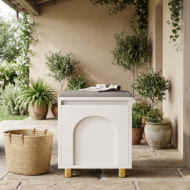 Nordic Style Shoe Storage Bench - Armless Entryway Seating in Faux Leather Benches
