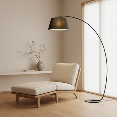 ArcoLuxe | Modern Elegant Fabric Shade Arc Floor Lamp for Living Room Floor Lamps