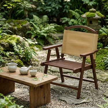Premium Nordic Outdoor Chair - Foldable Bamboo Frame with Oxford Fabric Comfort