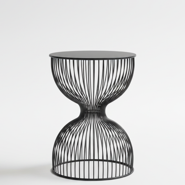 Arka Modern Side Table - Elegant Hourglass Design, Durable Black Metal Side Table