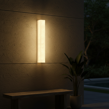 Sleek White Outdoor Wall Light - Modern Rectangular Sconce with Dual Power Options Wall Light