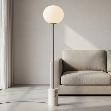 Elegant Marble Globe Glass Floor Lamp with Soft Ambient Lighting Floor Lamps