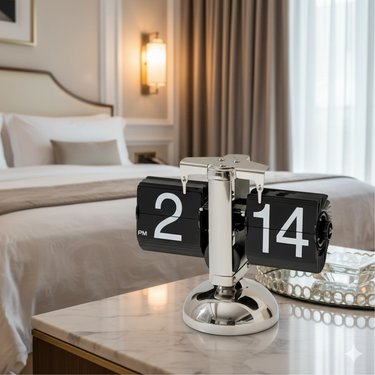 Modern Retro Flip Clock - Stylish Stainless Steel Timepiece for Home Decor Clocks