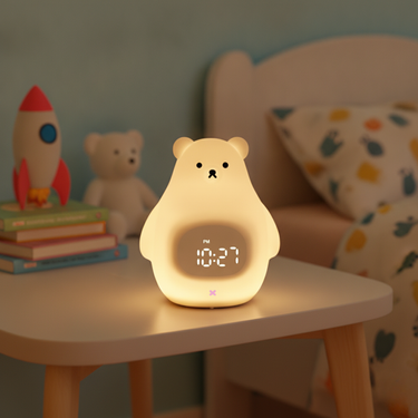 Polar Bear Night Light Alarm Clock with Soft LED Illumination