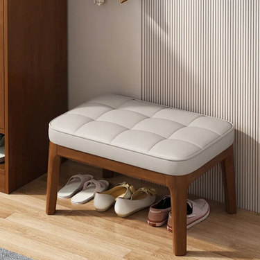 Scandinavian Shoe Storage Bench with Solid Wood Frame & PU Leather Seat Benches