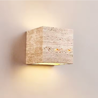Elegant Wabi Sabi Outdoor Wall Light | Waterproof Travertine Stone Wall Lamp for Garden or Patio Wall Lighting