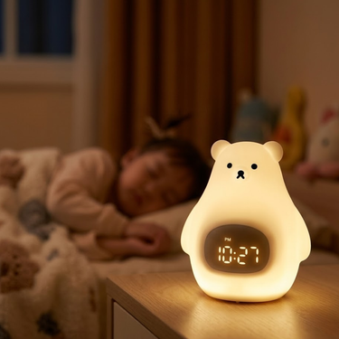 Polar Bear Night Light Alarm Clock with Soft LED Illumination