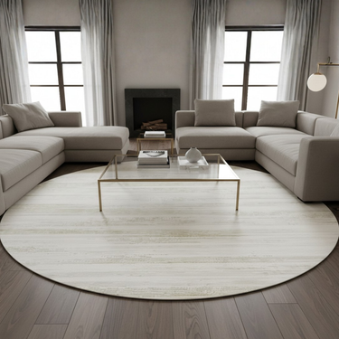 Veloria Luxury Round Cream Area Rug | Soft Plush Carpet for Living Room or Bedroom Round Area Rugs