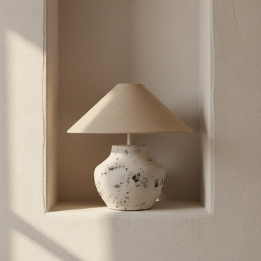 CeraNoir | Elegant Rustic Ceramic Table Lamp with Linen Shade Lamps