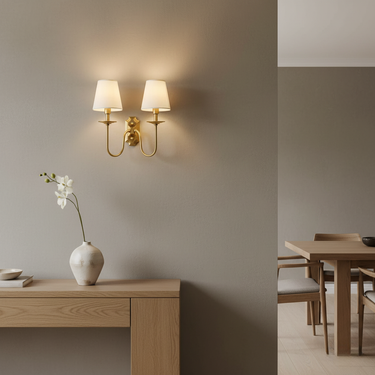 Lyre Brass Wall Sconce - Elegant Wall Lights with Fabric Shades for Timeless Interiors Wall Light