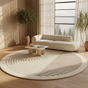 Velmora | Luxury Round Washable Area Rug, Thick Non-Slip Striped Rug for Living Spaces Rugs