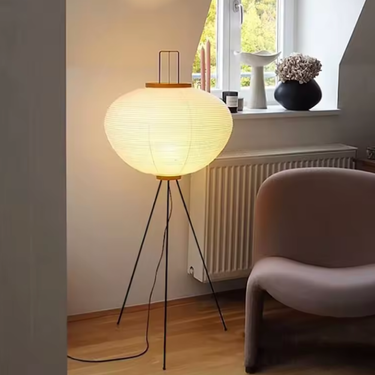 Yūgen | Modern Minimalist Tripod Floor Lamp with Mulberry Paper Shade