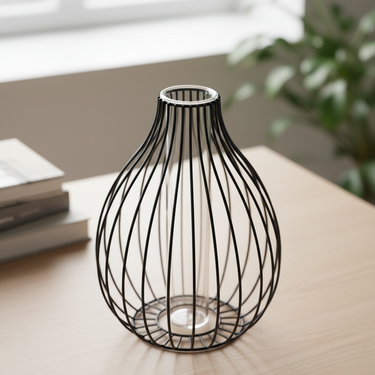 Nordic Aura - Sculptural Black Vase in Matte Finish for Modern Interiors Vase