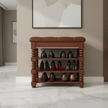 Scandinavian Shoe Storage Cabinet - 3-Tier Microfiber Leather Organizer for Entryway Shoe Storage