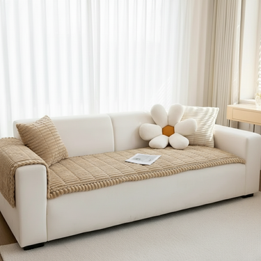 Plush Couch Cover for Dogs, Anti-Slip Flannel Slipcover Sofa Cover