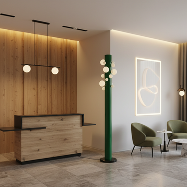 VerdeLuxe | Stylish Modern Floor Lamp with Green Metal Base and White Shade Floor Lamps