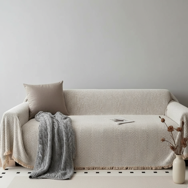 Stripe Herringbone Couch Cover - Durable Non-Slip Slipcover for Dogs & Furniture Protection Sofa Cover