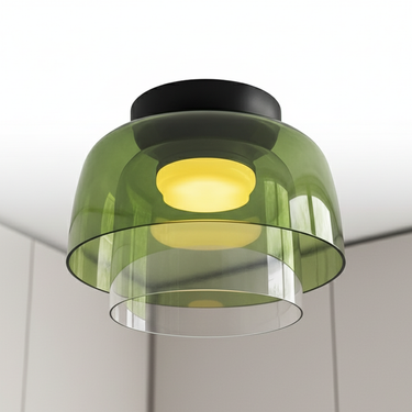 Milo Dome Light - Mid-Century Modern Flush Mount Ceiling Light with Layered Glass Shade Lamps & Light Fixtures