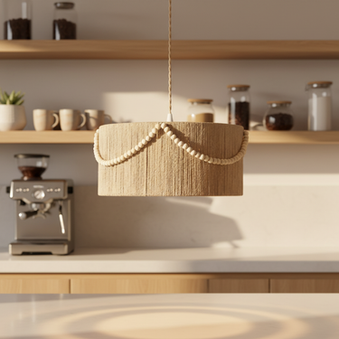 JuteCraft | Elegant Natural Jute Hanging Pendant Light Fixture Lamps & Lighting