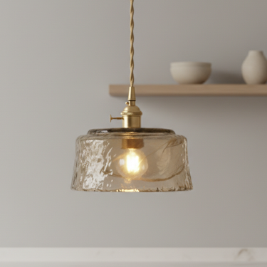 Elegant Artisanal Amber Glass Kitchen Pendant Lighting Fixture Lighting