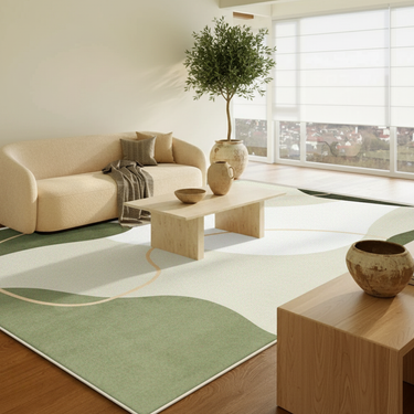 Premium Elegant Green Area Rug | Soft Velvet Non-Slip Washable Living Room Rug Area Rugs