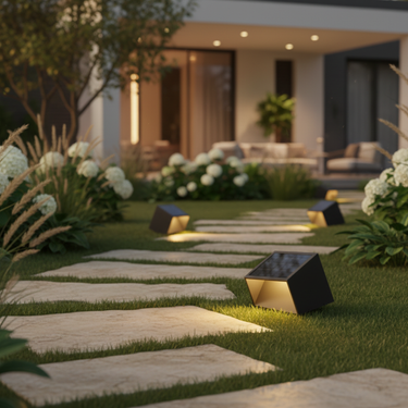 Modern Solar Outdoor Lights - Stainless Steel Landscape Lighting with Remote Outdoor Lighting