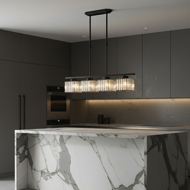 Gallery Collection | Kitchen Pendant Lighting with Faceted Glass Shades Pendant Lights