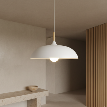 Haft Pendant Light - Scandinavian Kitchen Pendant Lighting with Wood & Iron Pendant Lights