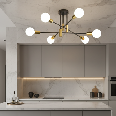 Axon - Modern Flush Mount Ceiling Light with Two-Tone Finish, 4/6/8-Light Options Ceiling Lights
