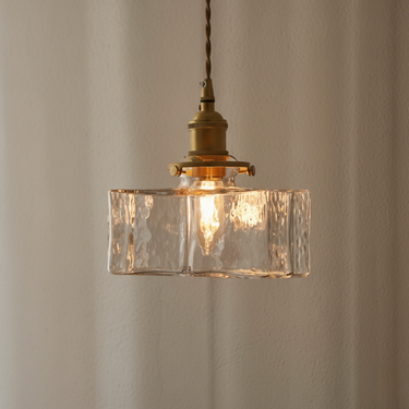 Savoy Collection | Glass Pendant Light with Textured Finish, Vintage Style for Kitchen Lighting Pendant Lights