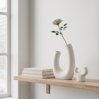 U-Shape Ceramic Decorative Vase – Compact Nordic Design for Home Display and Shelf Styling Vase