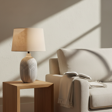 Lumera | Elegant Sculptural White Ceramic Table Lamp for Living Room Lamps
