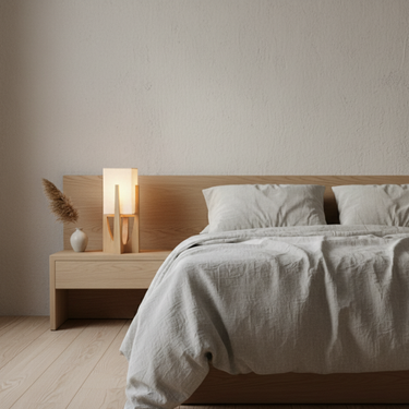SolaceColumn | Elegant Minimalist Wooden Base Modern Table and Floor Lamp Floor Lamps