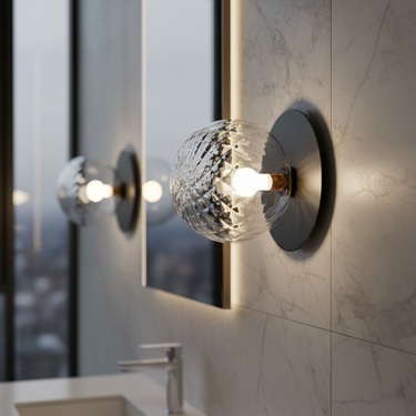 Poli Luxe Flush Mount Ceiling and Wall Light - Elegant LED Design with Crystal Accents Lighting