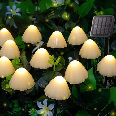 MushroomGlow | Decorative Mushroom Solar String Lights for Outdoor Patio or Garden Decor