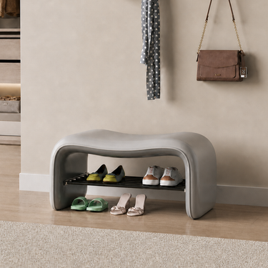 Modern Minimalist Entryway Bench with Shoe Storage & Metal Frame Benches