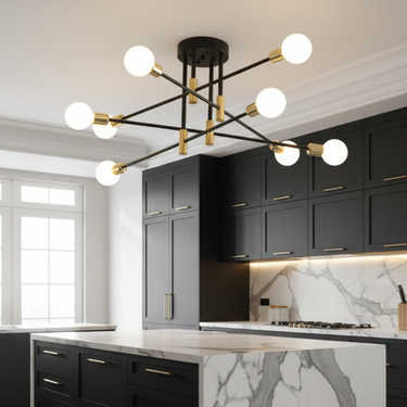 Axon - Modern Flush Mount Ceiling Light with Two-Tone Finish, 4/6/8-Light Options Ceiling Lights